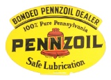 Pennzoil Motor Oil Safe Lubrication Tin Quart Can Rack Sign.