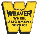 Weaver Wheel Alignment Authorized Service Die Cut Tin Sign.