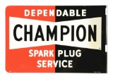 New Old Stock Champion Spark Plug Service Tin Flange Sign.