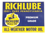 Richlube All Weather Motor Oil Tin Sign.