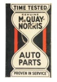 McQuay Time Tested Auto Parts Tin Flange Sign.