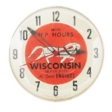 Wisconsin Heavy Duty Air Cooled Engines Clock W/ Horse Graphic.
