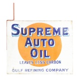 Gulf Supreme Auto Oil Porcelain Flange Sign.