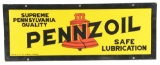 Pennzoil Safe Lubrication Motor Oil Porcelain Sign W/ Bell Graphic.