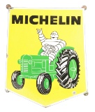 Michelin Tires Porcelain Sign W/ Bibendum & Tractor Graphic.