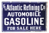 Large Atlantic Automobile Gasoline Porcelain Flange Sign.