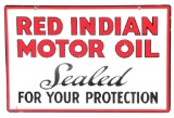 Red Indian Motor Oils Porcelain Oil Can Rack Sign.