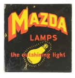 Mazda Lamps Porcelain Flange Sign W/ Lightbulb Graphic.