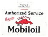 Mobiloil Gargoyle Authorized Service Porcelain Oil Bottle Rack Sign.