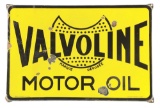 Valvoline Motor Oil Porcelain Sign W/ Self Framed Edge.