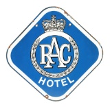 RAC Royal Automobile Club Hotel Porcelain Sign.