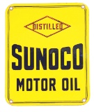 Sunoco Distilled Motor Oil Porcelain Lubster Cart Sign.