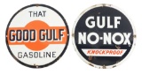 Lot Of Two: Gulf Gasoline Porcelain Pump Plates.