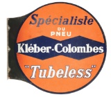 Kleber-Colombes Tires Porcelain Flange Sign.