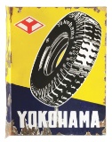Yokohoma Tires Porcelain Flange Sign W/ Tire Graphic.