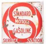 Standard Motor Gasoline Service Station Porcelain Flange Sign.