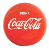 Drink Coca Cola Tin Button Sign.