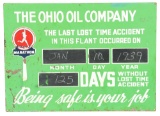 Marathon Oil Company Accident Calendar Tin Sign W/ Chalkboard.