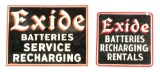 Lot Of 2: Exide Batteries Tin Service Station Signs.