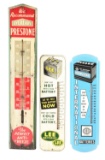 Lot Of Three: Automotive Thermometers From Lee, International & Eveready.