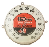 Rare Hadees Hot Water Car Heaters Glass Face Thermometer W/ Devil Graphic.