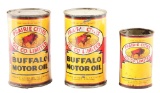 Lot Of Three: Buffalo Brand One Quart Oil Cans & One Pound Grease Can.