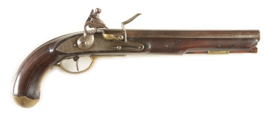 (A) US MODEL 1808 BAG GRIP NAVY FLINTLOCK PISTOL BY NORTH.