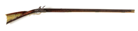 (A) RELIEF CARVED FLINTLOCK KENTUCKY RIFLE ATTRIBUTED TO BONEWITZ.