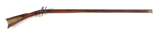 (A) FULLSTOCK FLINTLOCK KENTUCKY RIFLE SIGNED JOHN MOLL, JR.