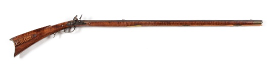 (A) FULLSTOCK FLINTLOCK KENTUCKY RIFLE ATTRIBUTED TO PETER KUNTZ.