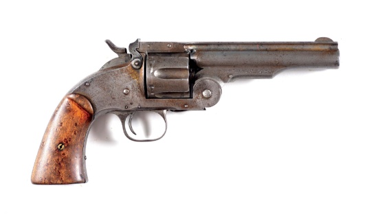 (A) SMITH & WESSON FIRST MODEL SCHOFIELD WELLS FARGO REVOLVER.