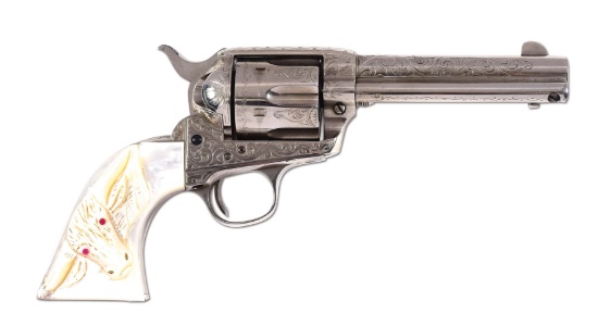 (C) ENGRAVED PRE-WAR COLT SINGLE ACTION ARMY REVOLVER.