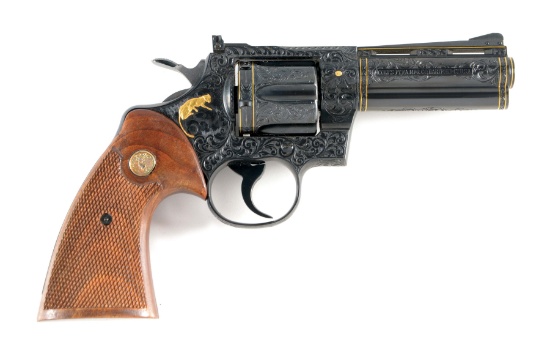 (C) F. E. WARREN 1962 CUSTOM ENGRAVED COLT PYTHON DOUBLE ACTION REVOLVER (1962).