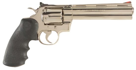 (M) NICKEL COLT PYTHON DOUBLE ACTION REVOLVER.
