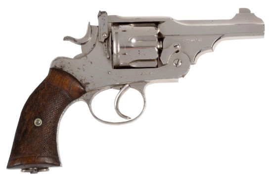 (C) RARE 4" NICKEL WEBLEY GREENE TARGET REVOLVER.