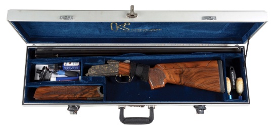 (M) KRIEGHOFF K80 CUSTOM "GOLD BOUQUET" OVER/UNDER LEFT HANDED SHOTGUN WITH CASE ENGRAVED BY BONSI B