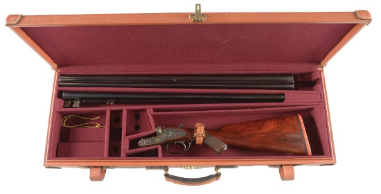 (C) J. PURDEY & SONS EXTRA FINISH SIDELOCK EJECTOR SINGLE TRIGGER SHOTGUN WITH EXTRA BARRELS AND CAS