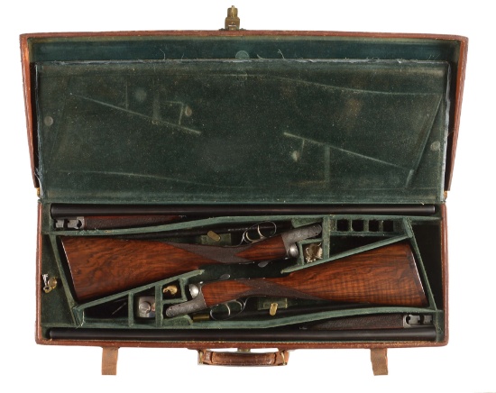 (C) FINE MATCHED PAIR OF JOHN DICKSON ROUND ACTION EJECTOR DOUBLE TRIGGER GAME SHOTGUNS WITH ORIGINA