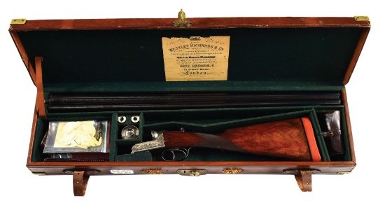 (C) ROBUST WESTLEY RICHARDS DETACHABLE (DROPLOCK) EJECTOR GAME GUN WITH DANISH RETAILER AND CASE.
