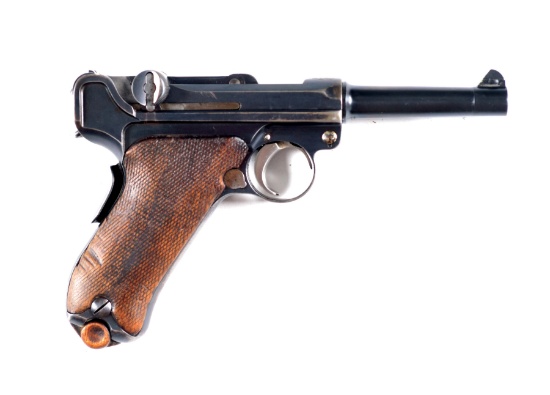 (C) 1902 DWM AMERICAN EAGLE FAT BARREL SEMI-AUTOMATIC PISTOL.