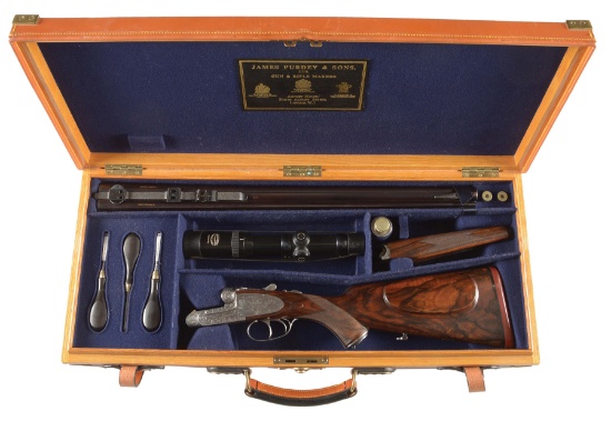 (M) JAMES PURDEY SIDELOCK EJECTOR DANGEROUS GAME (.470 NE) DOUBLE RIFLE WITH SUPERB RELIEF ENGRAVING