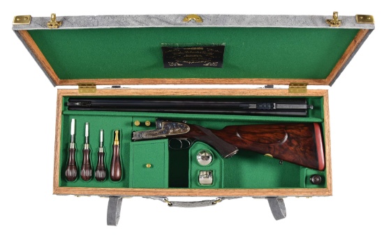 (C) WESTLEY RICHARDS & CO. SIDE BY SIDE DOUBLE RIFLE WITH CASE.