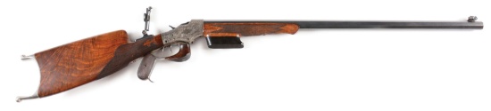 (C) STEVENS 44-1/2 ACTION MODEL 51 WITH SCROLL ENGRAVED ACTION AND INTRICATE BORDERS.