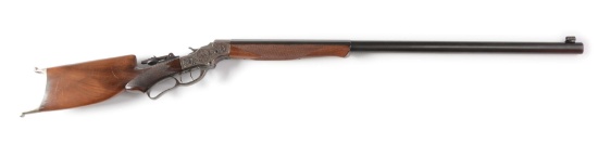 (C) STEVENS MODEL 49 (WALNUT HILL) ETCHED 44 ACTION, HEAVY BARREL SINGLE SHOT RIFLE.