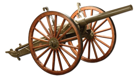 (A) VERY ATTRACTIVE WATERVLIET ARSENAL 1898 DATED TUBE MODEL 1897 3.2 INCH ANTIQUE CANNON ON ORIGINA