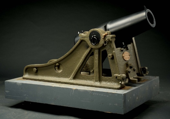 ATTRACTIVE MODEL 1895 WATERTOWN ARSENAL MANUFACTURED 3.6 INCH FIELD MORTAR IN ORIGINAL STEEL MOUNT O
