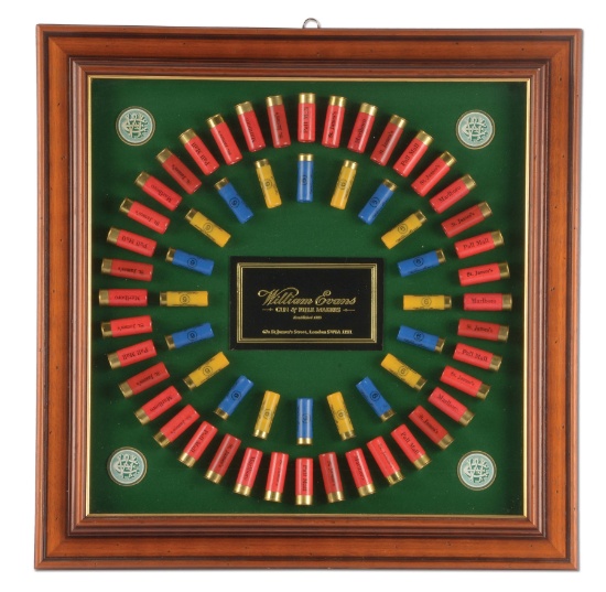 ORIGINAL WILLIAM EVANS SHOTSHELL DISPLAY BOARD.