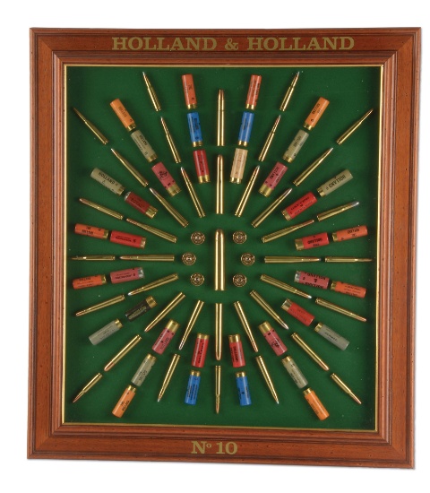 FRAMED HOLLAND & HOLLAND CARTRIDGE DISPLAY.