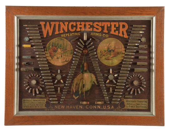 CIRCA 1890'S SINGLE W WINCHESTER CARTRIDGE BOARD.
