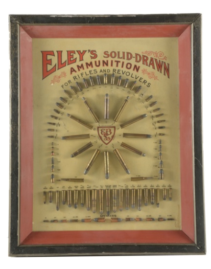CIRCA 1910 ELEY'S LOADED CARTRIDGES STORE DISPLAY BOARD.